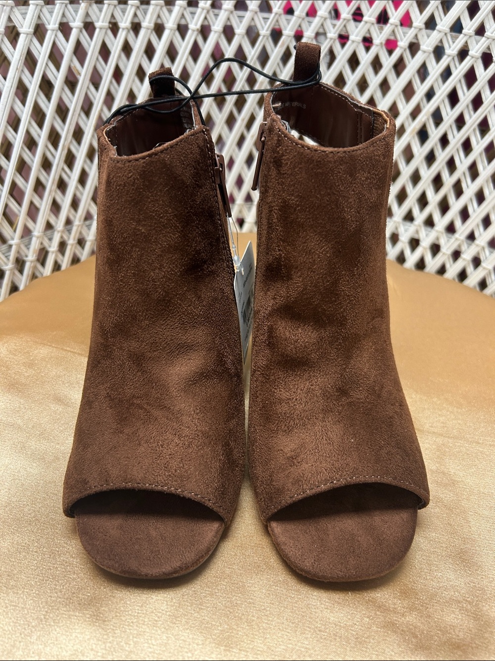 a.n.a Brown Suede Open-Toe Mule Booties